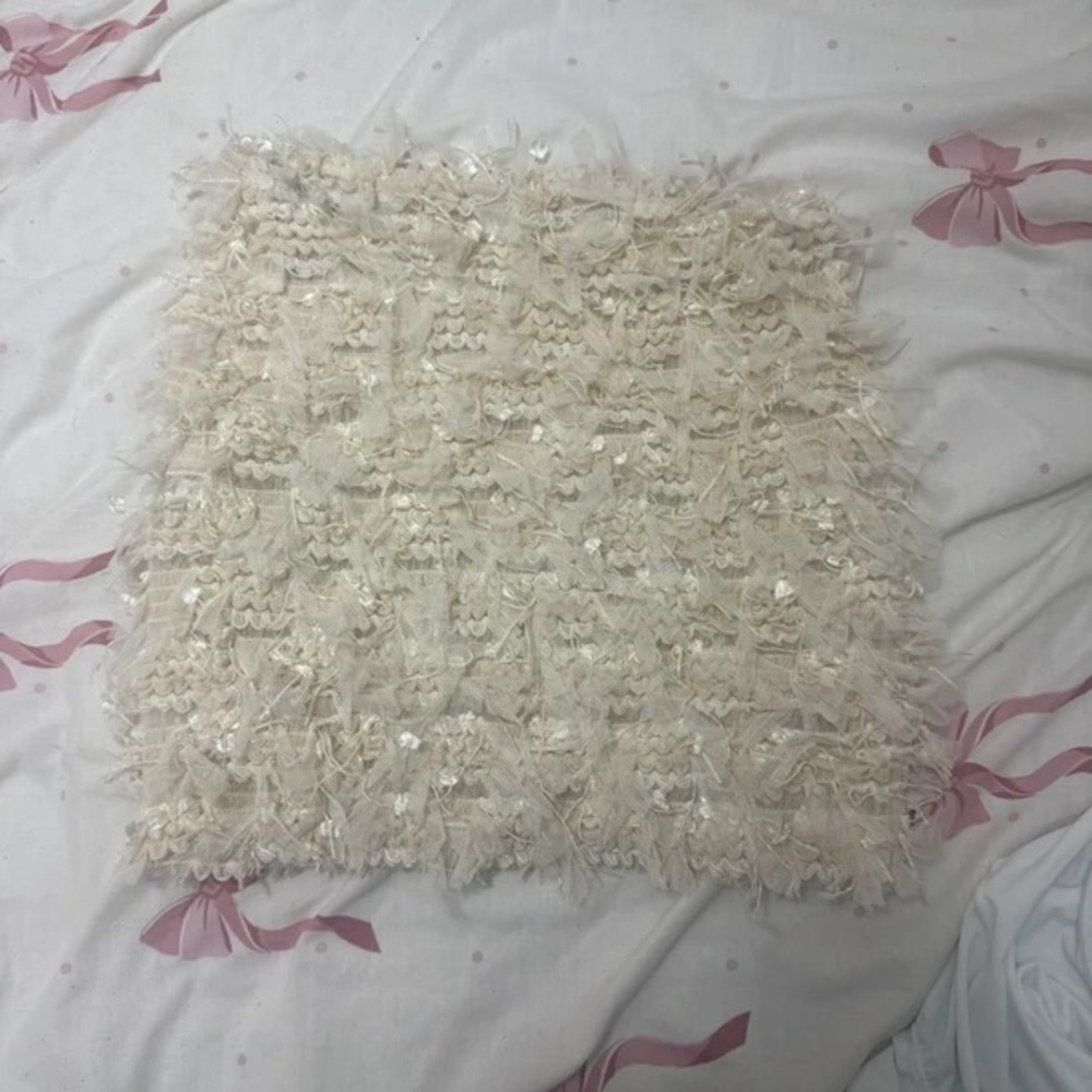 Chic Cream Textured Mini Skirt